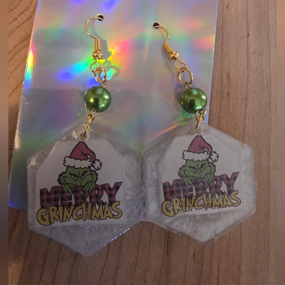 Merry Grinchmas The Grinch Stainless Steel 3" Christmas Resin Earrings